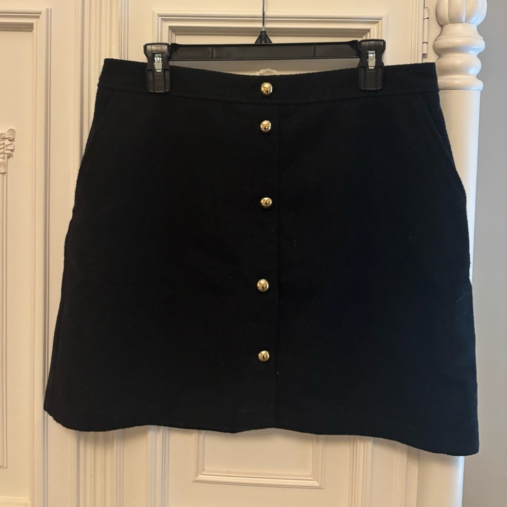 LOFT Black Skirt with Gold Buttons